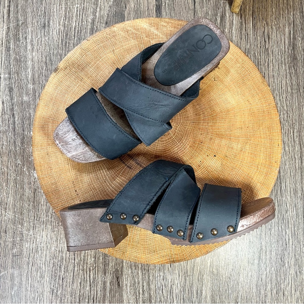 *Connie | Vintage 80's Italian Nubuck Strappy Block Heeled Mules Size 37/6